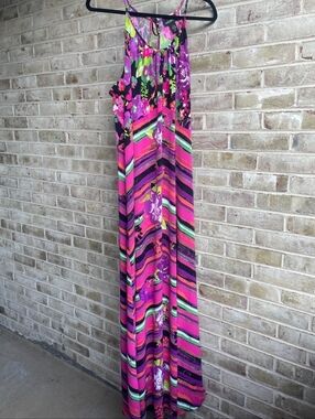 Lane Bryant Floral Multi-Stripe Maxi Dress Sz 18/20 (2X)